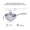 Chảo đúc Inox 3 lớp đáy liền sây lòng Tri-ply có vung kính Kaiyo