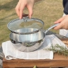 Chảo đúc Inox 3 lớp đáy liền sây lòng Tri-ply có vung kính Kaiyo