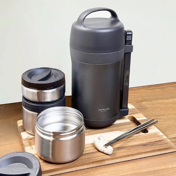 Hộp cơm giữ nhiệt Kaiyo 1600ml, màu ghi