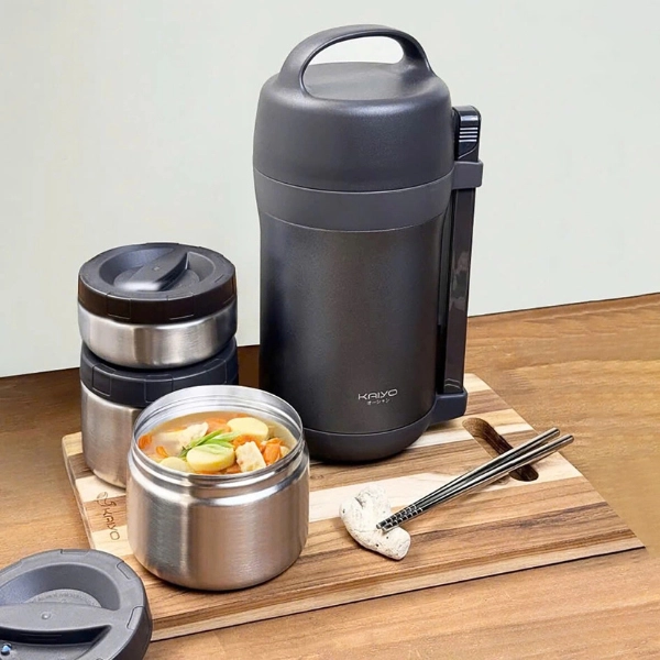 Hộp cơm giữ nhiệt Kaiyo 1600ml, màu ghi