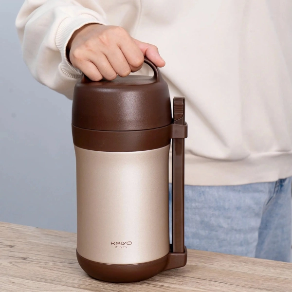 Hộp cơm giữ nhiệt Kaiyo 1600ml, màu nâu