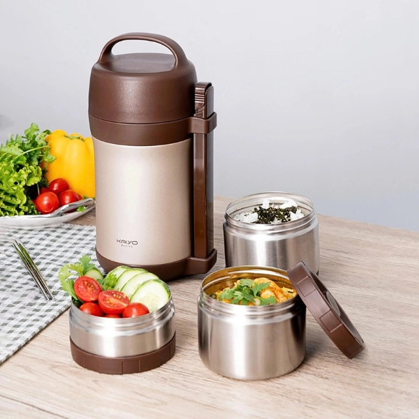 Hộp cơm giữ nhiệt Kaiyo 1600ml, màu nâu