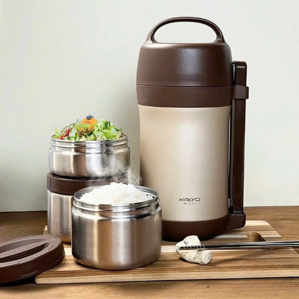 Hộp cơm giữ nhiệt Kaiyo 1600ml, màu nâu