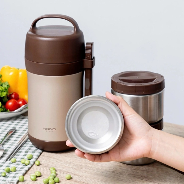 Hộp cơm giữ nhiệt Kaiyo 1600ml, màu nâu