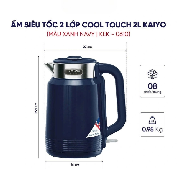 Ấm siêu tốc 2 lớp cool touch 2L Kaiyo
