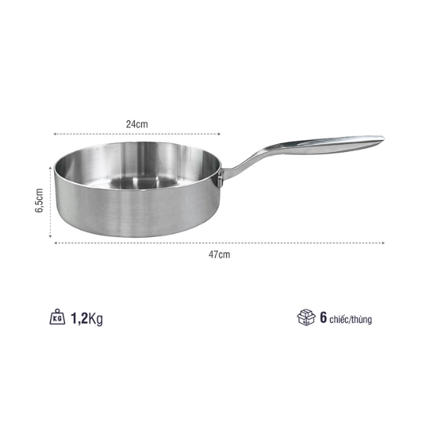 Chảo inox 316 liền khối 5-ply Premium Kaiyo thành cao