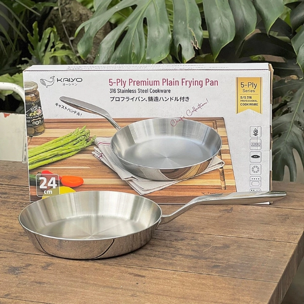Chảo inox 316 liền khối 5-ply Premium Kaiyo thành cao