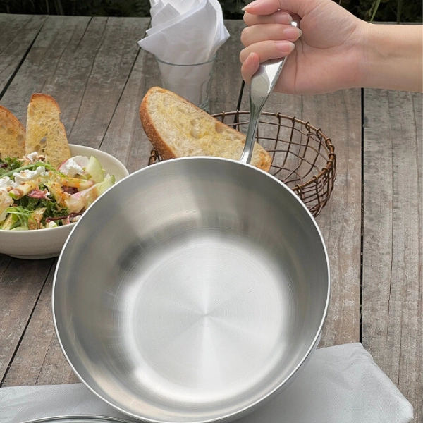 Chảo inox 316 liền khối 5-ply Premium Kaiyo -sâu lòng có vung kính