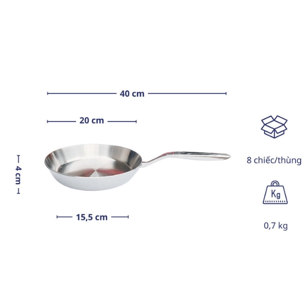 Chảo inox 316 liền khối 5-ply Premium Kaiyo