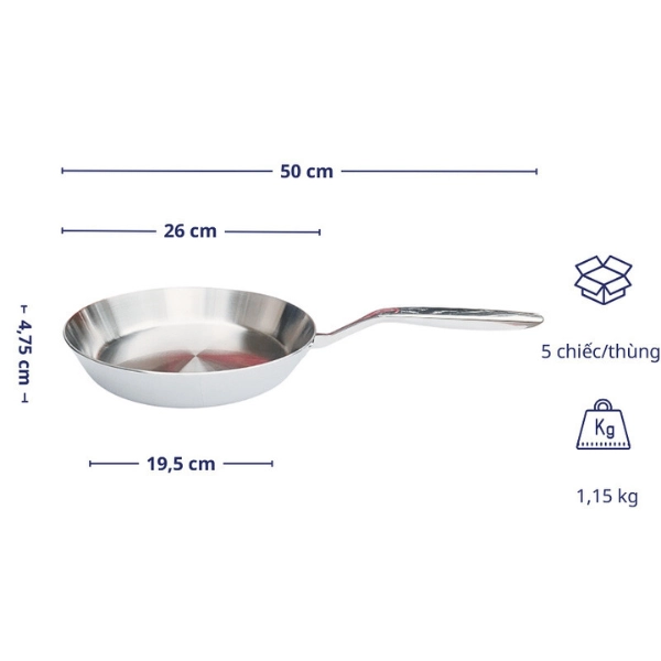 Chảo inox 316 liền khối 5-ply Premium Kaiyo