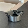 Nồi chống dính phủ inox 3 lớp liền đáy Tri-Ply Todaii - 16cm mini, nắp kính