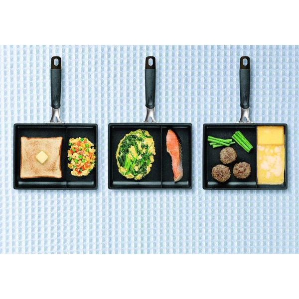 Chảo chống dính chữ nhật chia 2 ngăn Tamahashi 18x23cm