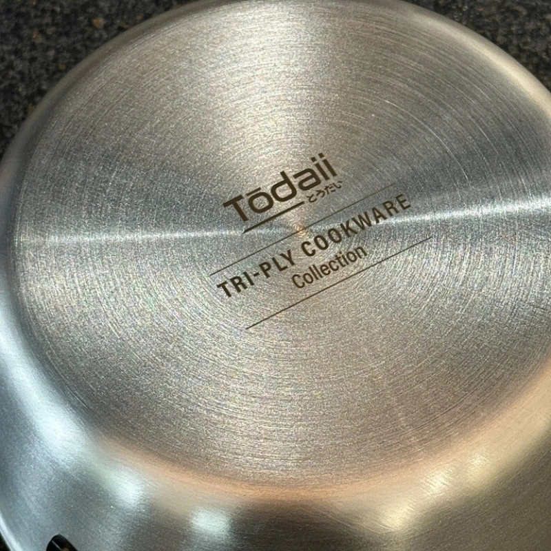 Nồi chống dính phủ inox 3 lớp liền đáy Tri-Ply Todaii - 16cm mini, nắp kính