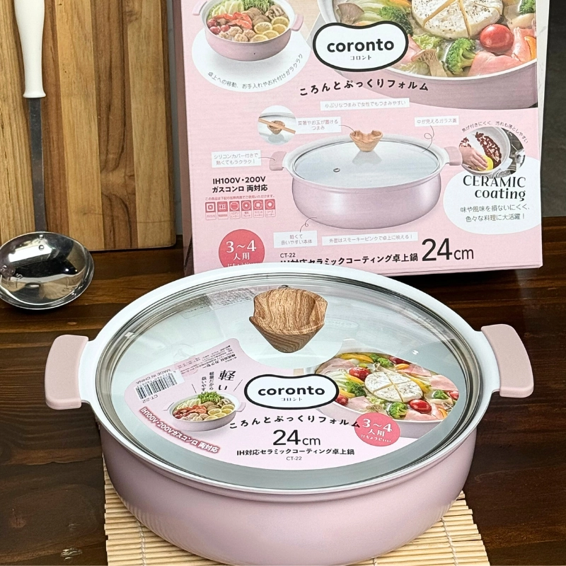 Nồi lẩu nhôm đúc chống dính Coronto Kakusee 24cm