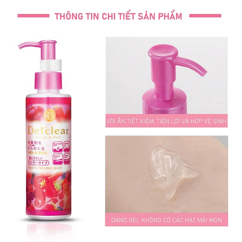 Gel tẩy tế bào chết Meishoku Detclear Bright & Peel 180ml (Hương dâu)