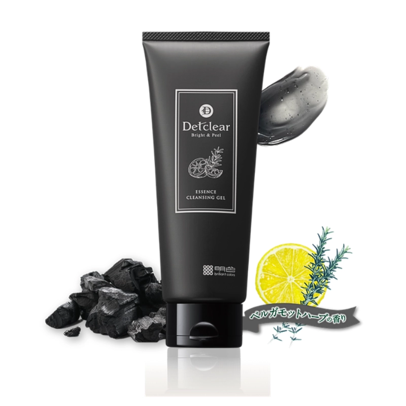 Gel làm sạch từ than và đất sét Meishoku Detclear Bright&Peel Essence Cleansing Gel (Charcoal Clay) 180G