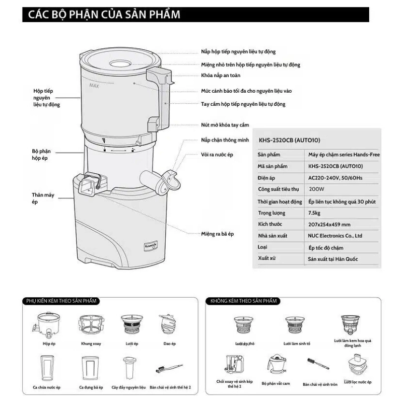 Máy ép Kuvings KHS-2520CB