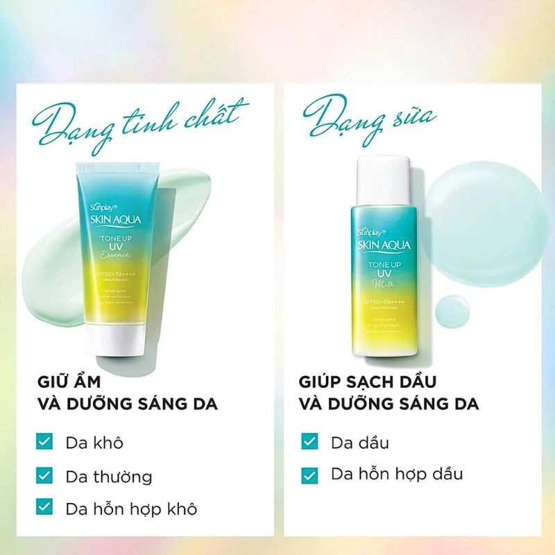 Kem chống nắng Rohto Skin Aqua Tone Up UV Essence SPF50+ PA++++ 80g dành cho da nhạy cảm ( xanh vàng )