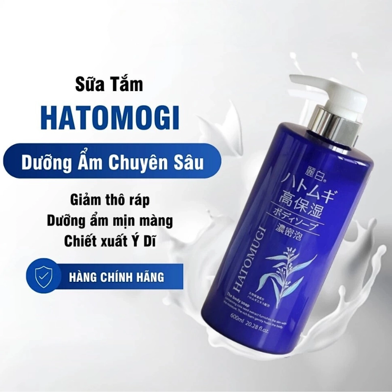 Sữa Tắm Hatomugi Ý Dĩ Dưỡng Ẩm Sâu & Làm Sáng Da Moisture Rich Body Soap 600ml 