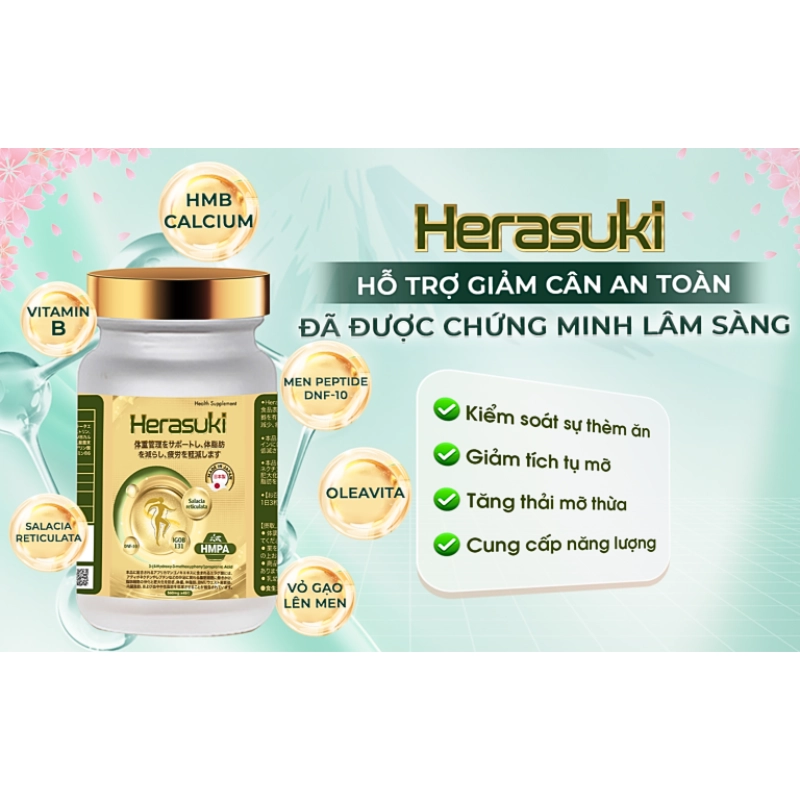 Viên uống hỗ trợ giảm nguy cơ béo phì Herasuki 45 viên