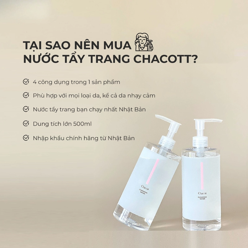 Nước tẩy trang Chacott Cleansing Water 500ml