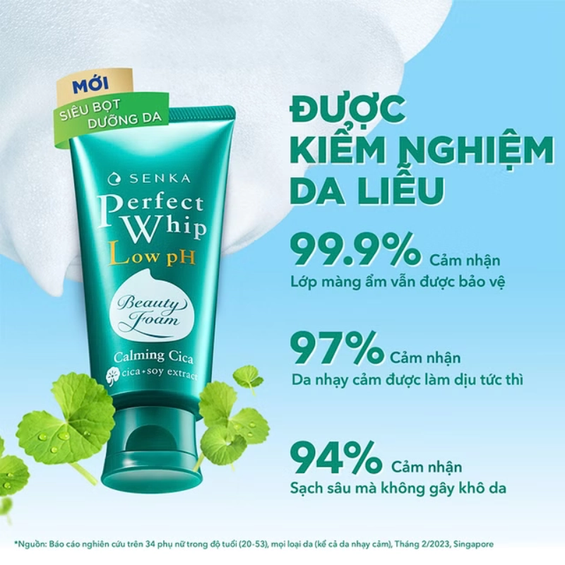 Sữa Rửa Mặt Lành Tính Mướt Mịn Senka Perfect Whip Low Ph Calming Cica 100G
