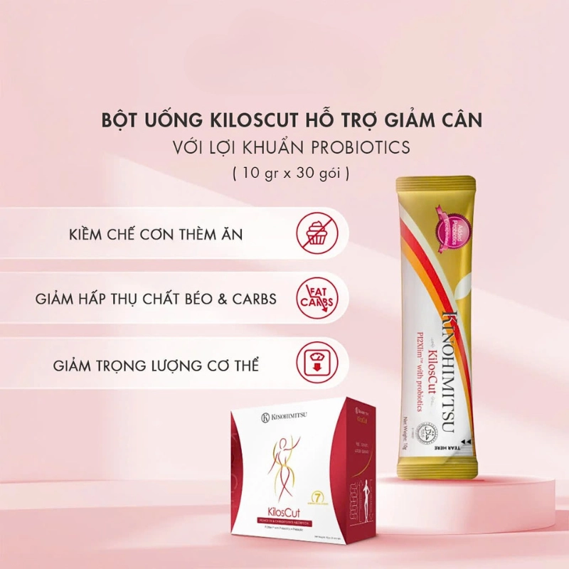 Bột uống giảm cân và giảm mỡ nội tạng cao cấp Kinohimitsu Kiloscut 10g
