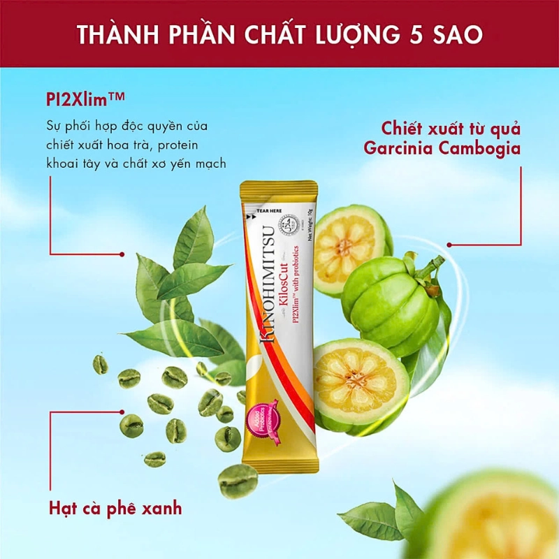 Bột uống giảm cân và giảm mỡ nội tạng cao cấp Kinohimitsu Kiloscut 10g