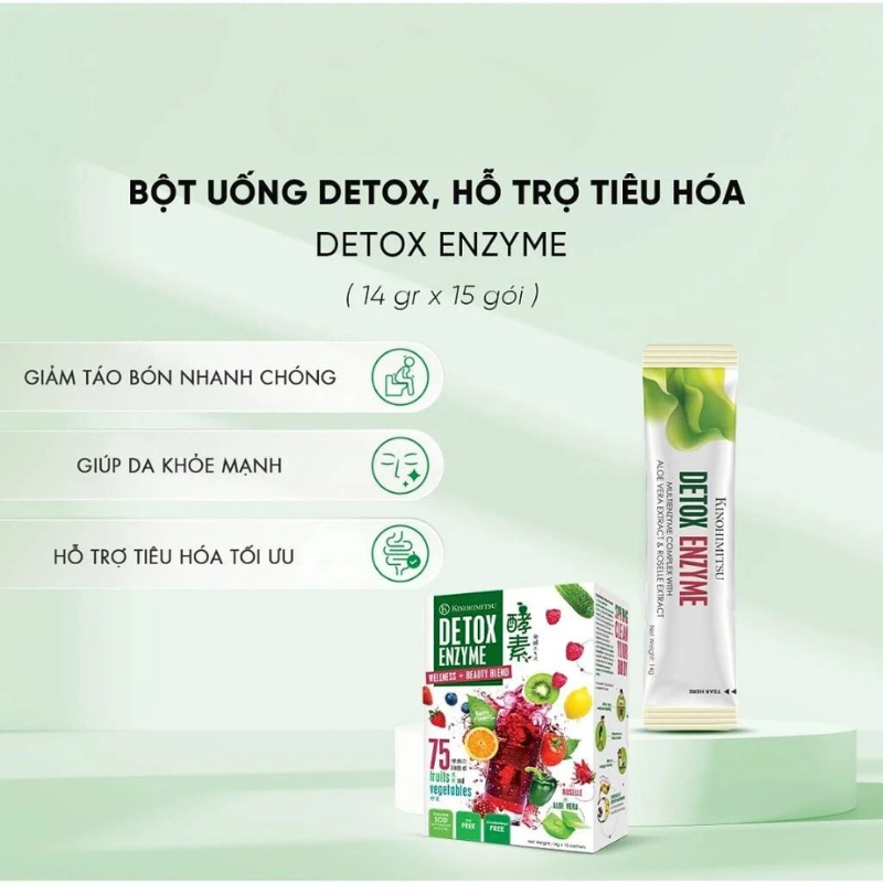 Bột uống thải độc , kiểm soát cân nặng kinohimitsu detox enzyme 14g