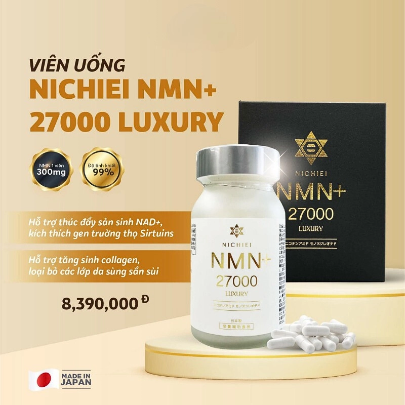 Viên uống NMN＋27000 LUXURY trẻ hóa làn da 90 viên