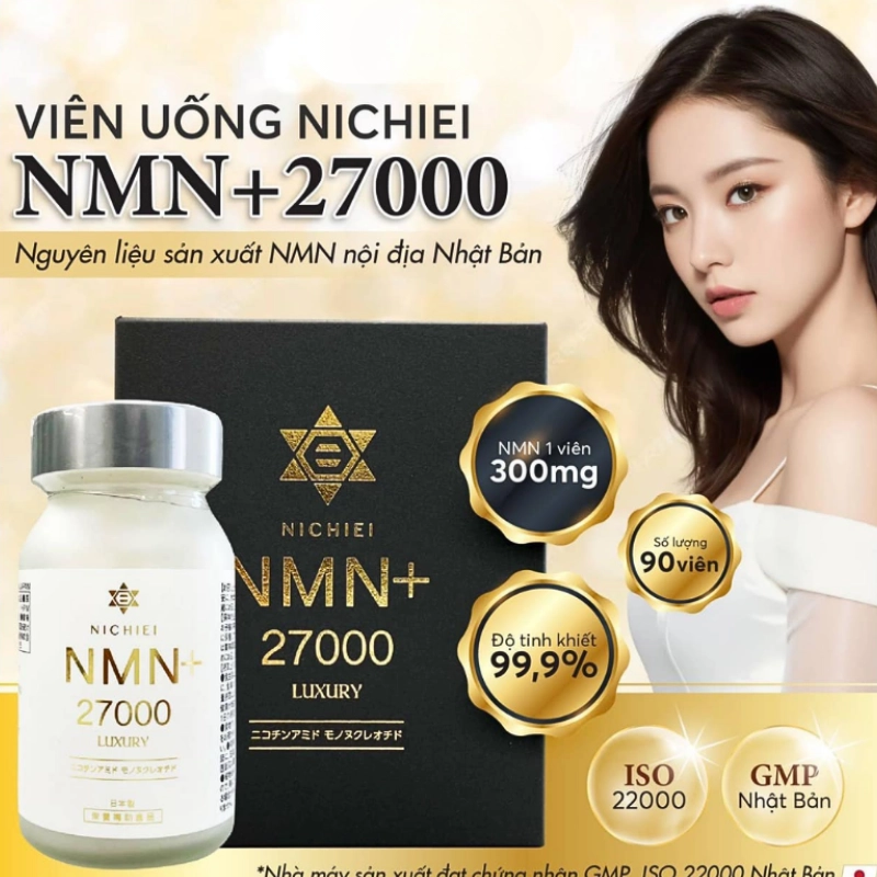 Viên uống NMN＋27000 LUXURY trẻ hóa làn da 90 viên
