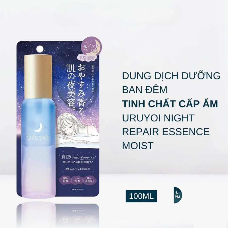 Tinh chất phục hồi dưỡng ẩm ban đêm URUYOI Night Repair Essence Moist 100ml