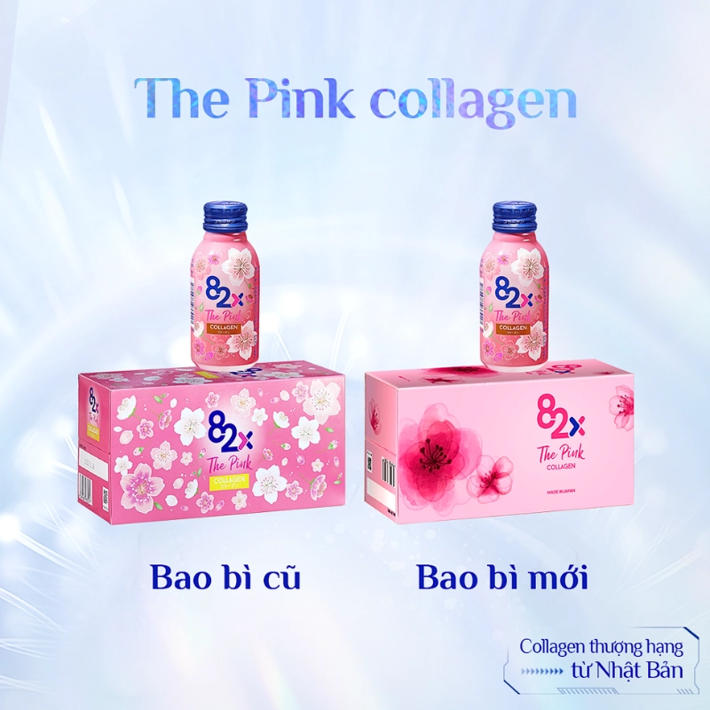 Nước uống Collagen Mashiro 82x The Pink (Hộp 10 chai x 100ml)