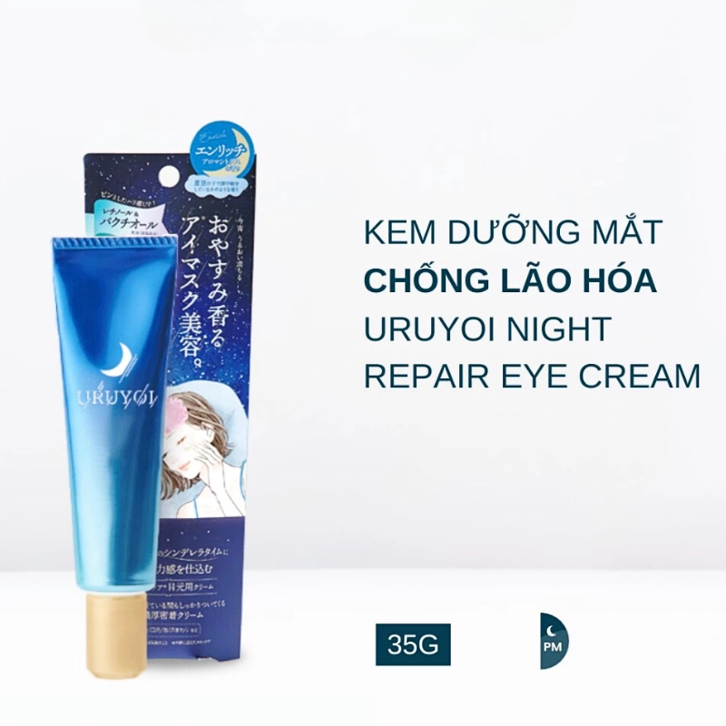 Kem dưỡng mắt ban đêm giúp làm săn và sáng da URUYOI Night Repair Eye Cream 35G