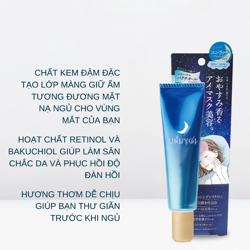 Kem dưỡng mắt ban đêm giúp làm săn và sáng da URUYOI Night Repair Eye Cream 35G