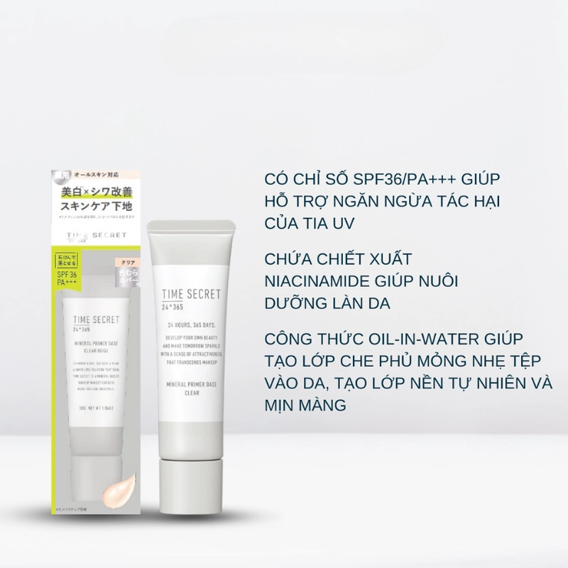 Kem lót chống nắng TIME SECRET Mineral Primer Base SPF36 PA +++ - MSH 30g