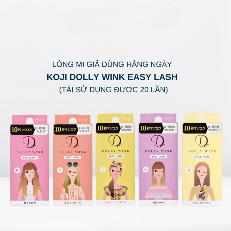 Lông mi giả Koji Dolly Wink Easy Lash (1 cặp + keo dán 1g)