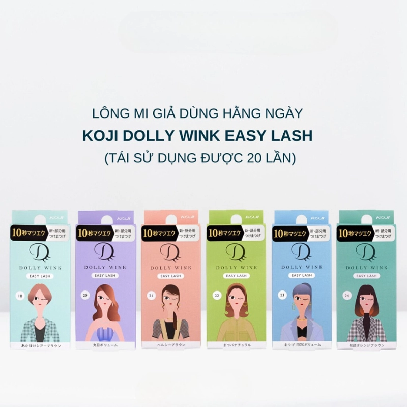 Lông mi giả Koji Dolly Wink Easy Lash (1 cặp + keo dán 1g)