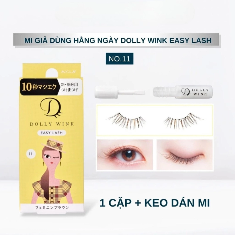 Lông mi giả Koji Dolly Wink Easy Lash (1 cặp + keo dán 1g)