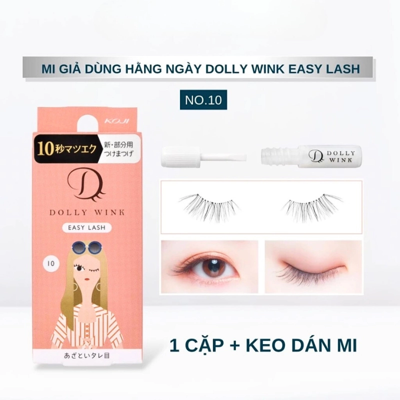Lông mi giả Koji Dolly Wink Easy Lash (1 cặp + keo dán 1g)
