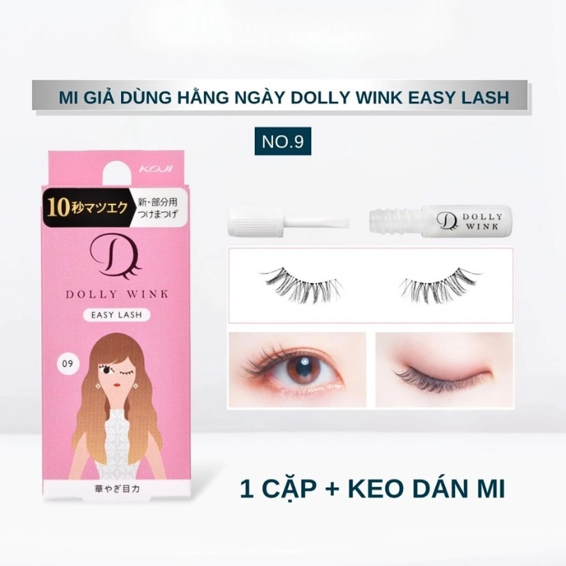 Lông mi giả Koji Dolly Wink Easy Lash (1 cặp + keo dán 1g)