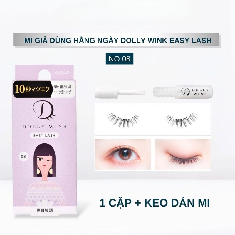 Lông mi giả Koji Dolly Wink Easy Lash (1 cặp + keo dán 1g)