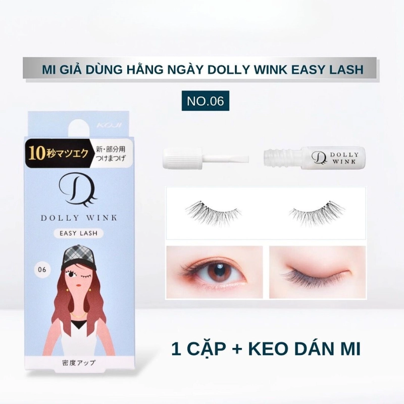 Lông mi giả Koji Dolly Wink Easy Lash (1 cặp + keo dán 1g)