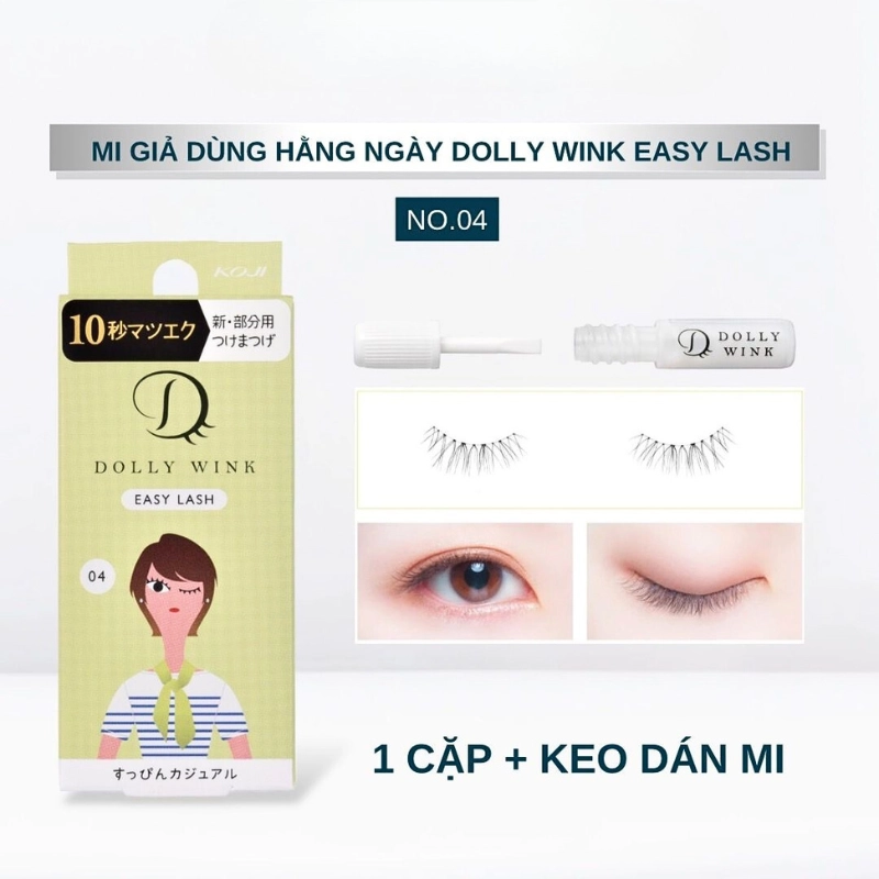 Lông mi giả Koji Dolly Wink Easy Lash (1 cặp + keo dán 1g)
