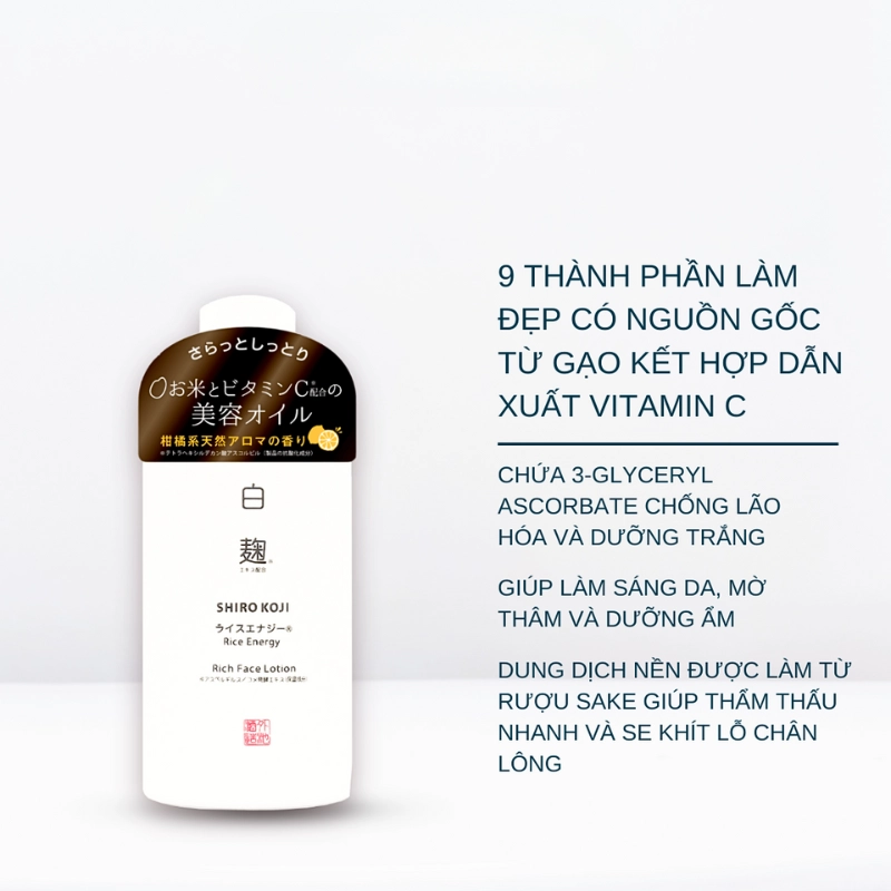 Lotion chiết xuất men gạo dưỡng trắng Kuramoto Bijin Rice Energy Rich Face Lotion