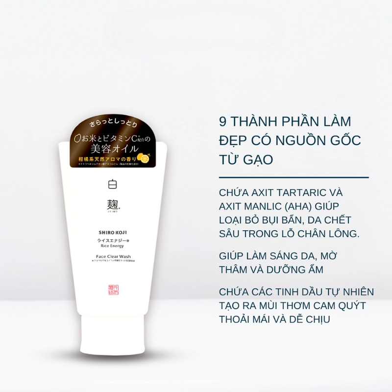 Sữa rửa mặt chiết xuất men gạo Kuramoto Bijin Rice Energy Shirokoji Face Clear Wash