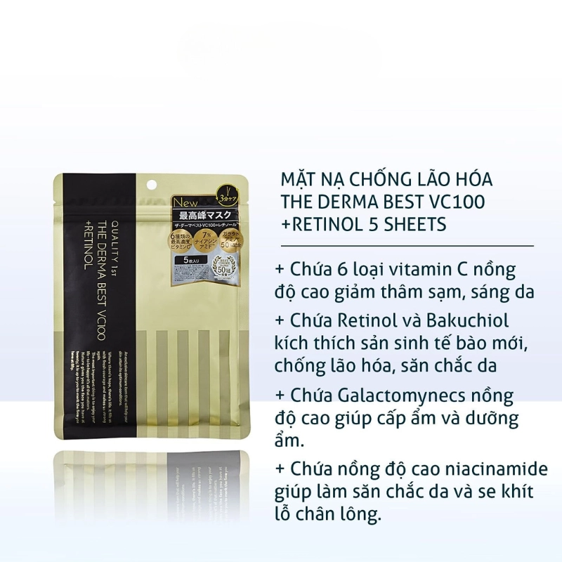Mặt nạ chống lão hóa - The Demar VC100 + Retinol 5 Sheets