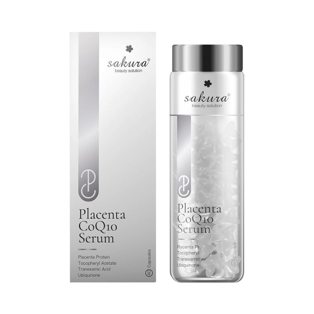Combo 2 Serum dưỡng trắng, chống lão hóa Sakura Beauty Solution Placenta CoQ10 40 viên