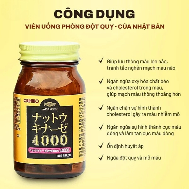 Viên uống hỗ trợ phòng ngừa tai biến Orihiro Nattokinase 120 viên