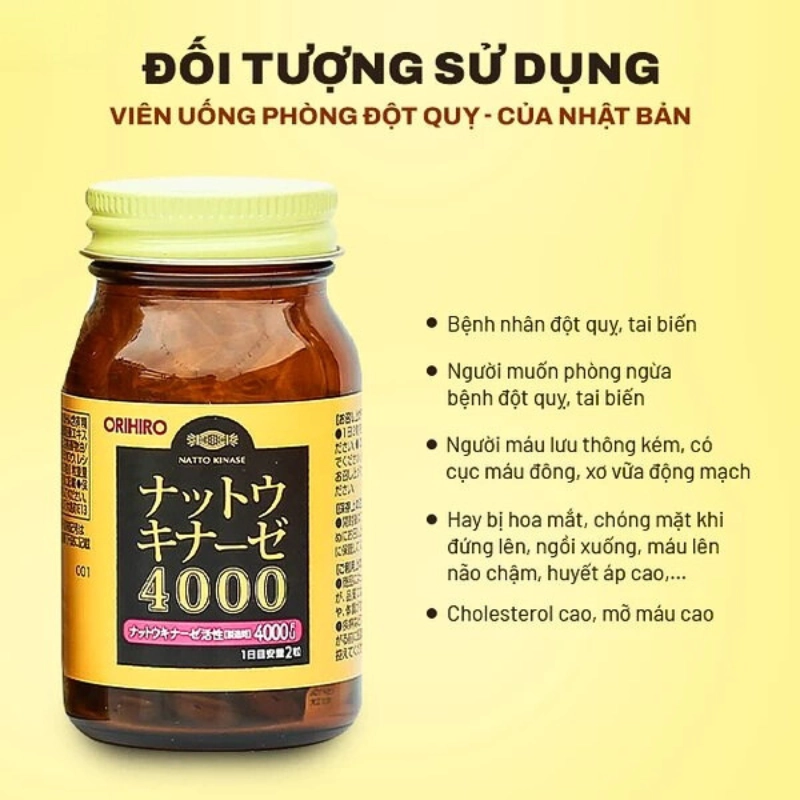 Viên uống hỗ trợ phòng ngừa tai biến Orihiro Nattokinase 120 viên